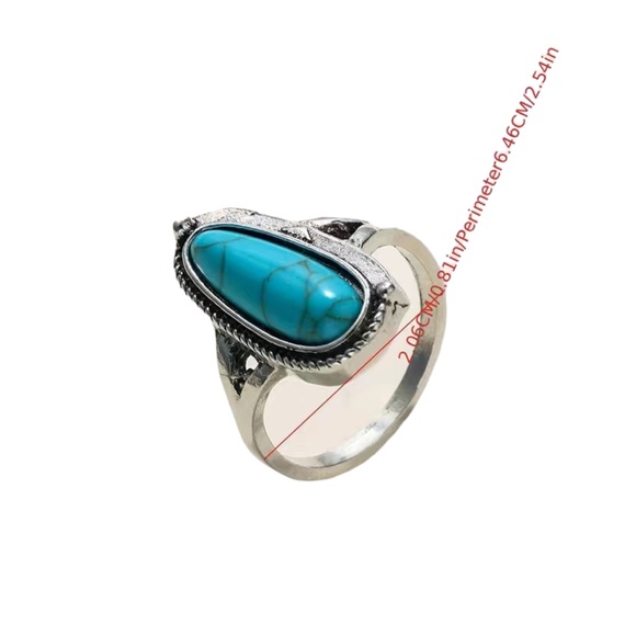 Antique Silver and Turquoise Irregular Shaped Ring - Picture 6 of 6